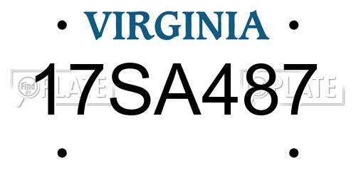 17SA487 Virginia License Plate