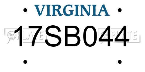 17SB044 Virginia License Plate