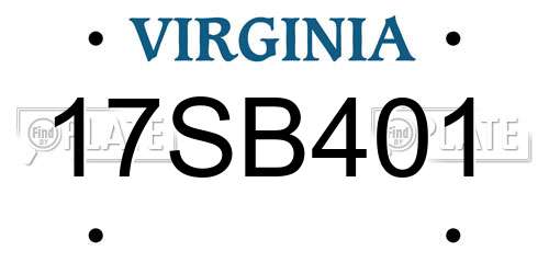 17SB401 Virginia License Plate