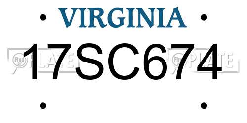 17SC674 Virginia License Plate
