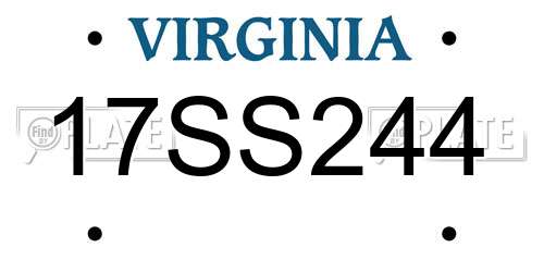17SS244 Virginia License Plate