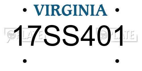 17SS401 Virginia License Plate