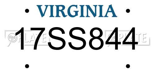 17SS844 Virginia License Plate