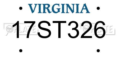 17ST326 Virginia License Plate