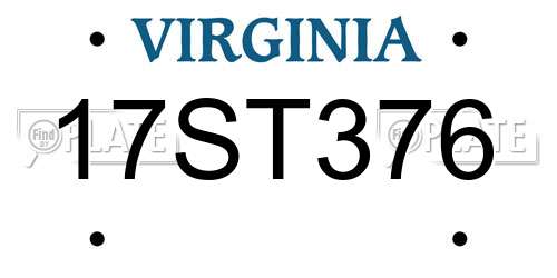 17ST376 Virginia License Plate