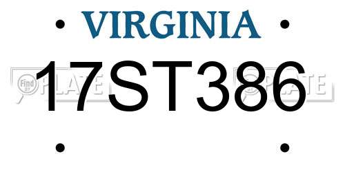17ST386 Virginia License Plate