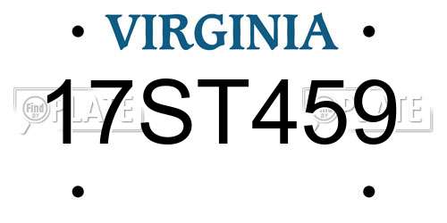 17ST459 Virginia License Plate