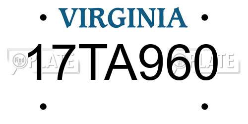 17TA960 Virginia License Plate