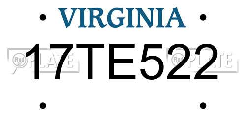 17TE522 Virginia License Plate