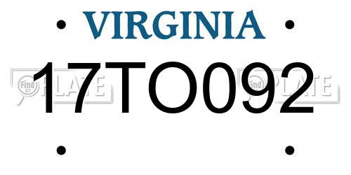 17TO092 Virginia License Plate