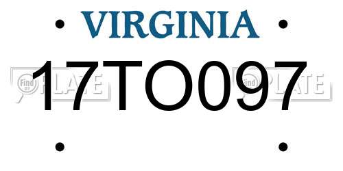 17TO097 Virginia License Plate