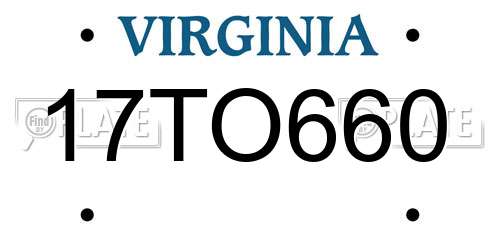 17TO660 Virginia License Plate