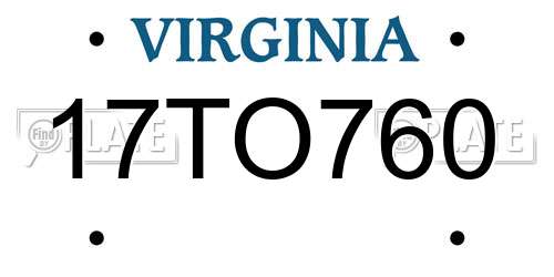 17TO760 Virginia License Plate