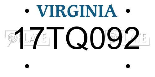 17TQ092 Virginia License Plate