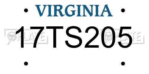 17TS205 Virginia License Plate