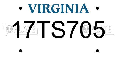 17TS705 Virginia License Plate