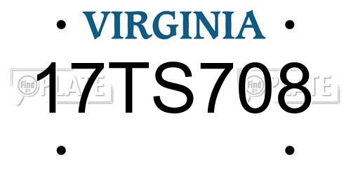 17TS708 Virginia License Plate