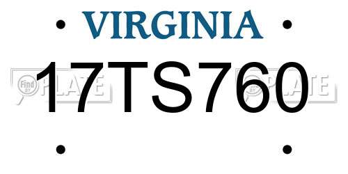 17TS760 Virginia License Plate