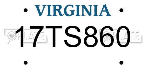 17TS860 Virginia License Plate