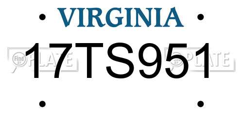 17TS951 Virginia License Plate