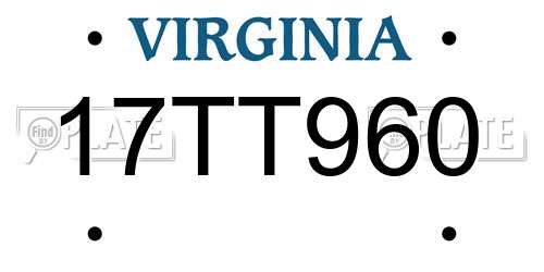 17TT960 Virginia License Plate