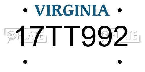 17TT992 Virginia License Plate