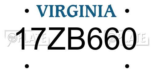 17ZB660 Virginia License Plate
