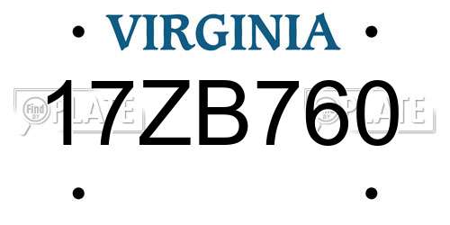 17ZB760 Virginia License Plate