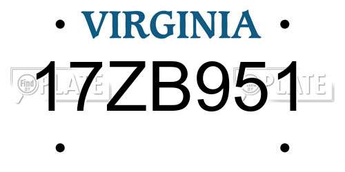 17ZB951 Virginia License Plate