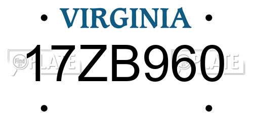 17ZB960 Virginia License Plate