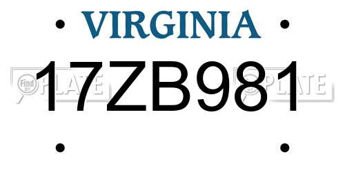 17ZB981 Virginia License Plate