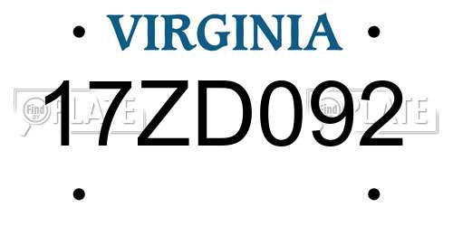 17ZD092 Virginia License Plate