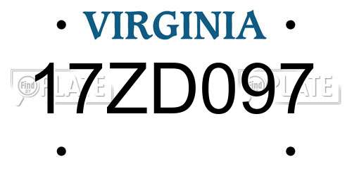 17ZD097 Virginia License Plate