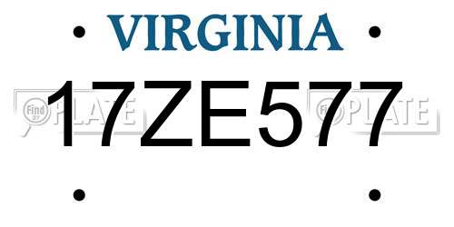 17ZE577 Virginia License Plate