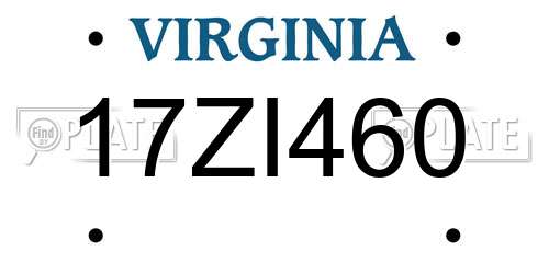 17ZI460 Virginia License Plate