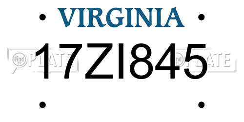 17ZI845 Virginia License Plate
