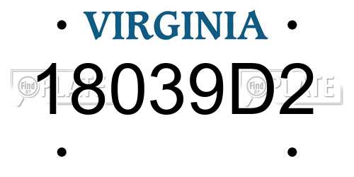 18039D2 Virginia License Plate