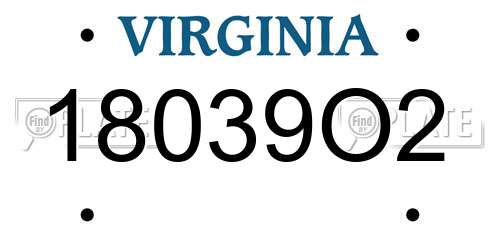 18039O2 Virginia License Plate