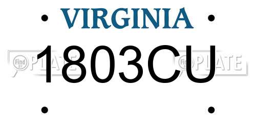 1803CU Virginia License Plate