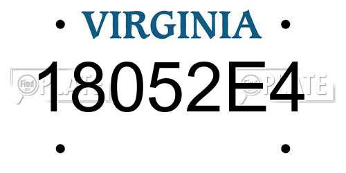 18052E4 Virginia License Plate