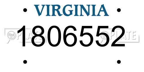 1806552 Virginia License Plate