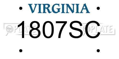 1807SC Virginia License Plate