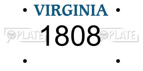 1808 Virginia License Plate
