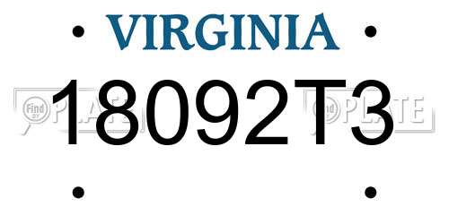 18092T3 Virginia License Plate