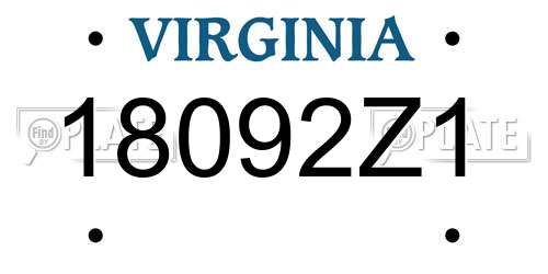 18092Z1 Virginia License Plate