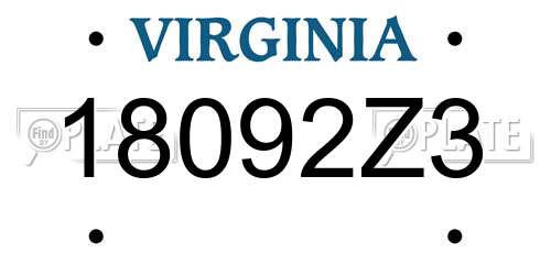 18092Z3 Virginia License Plate