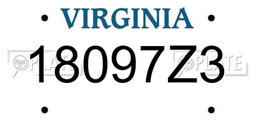 18097Z3 Virginia License Plate