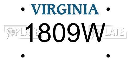 1809W Virginia License Plate