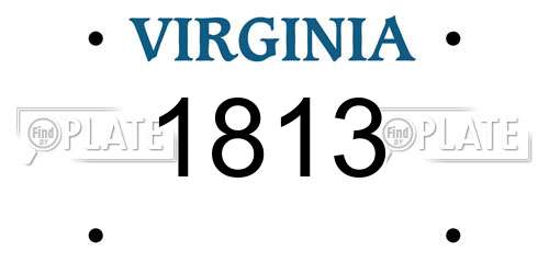 1813 Virginia License Plate