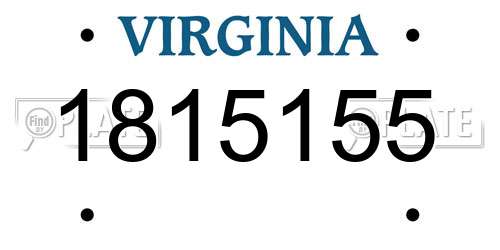 1815155 Virginia License Plate